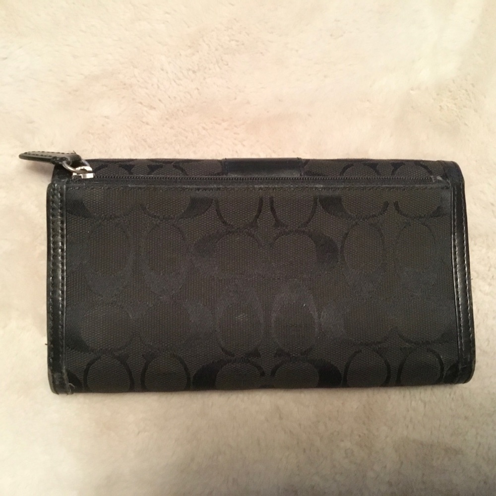 Coach Signature Monogram Large Black Wallet - Picture 2 of 10